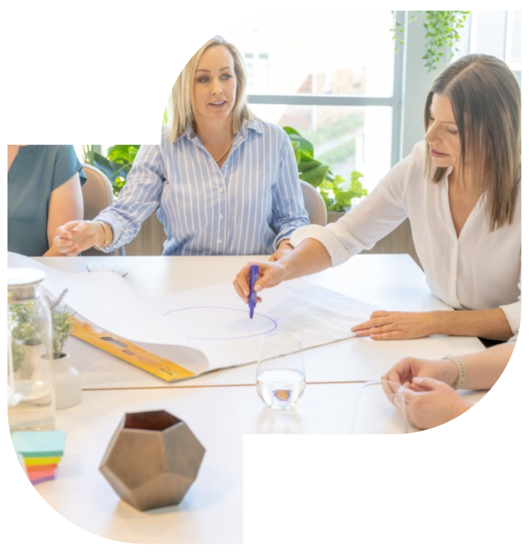 Team collaborating at a table