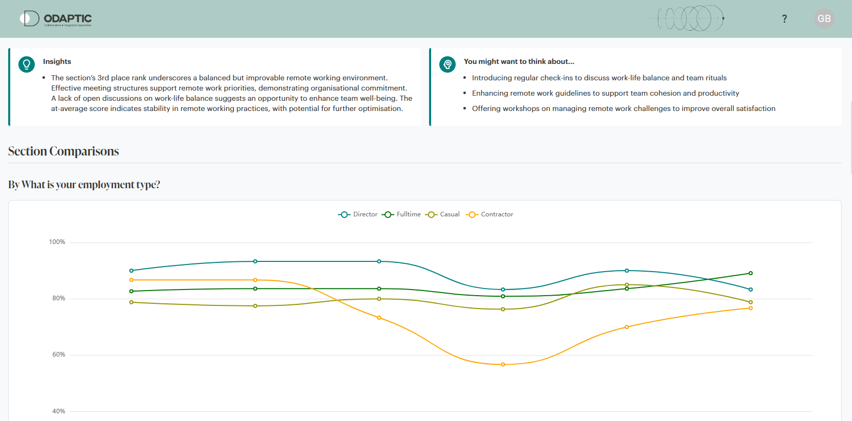 Remote Working Index dashboard